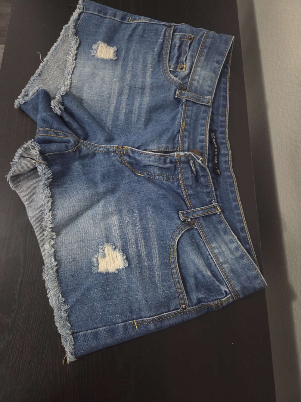 Zara Distressed Blue Denim Shorts